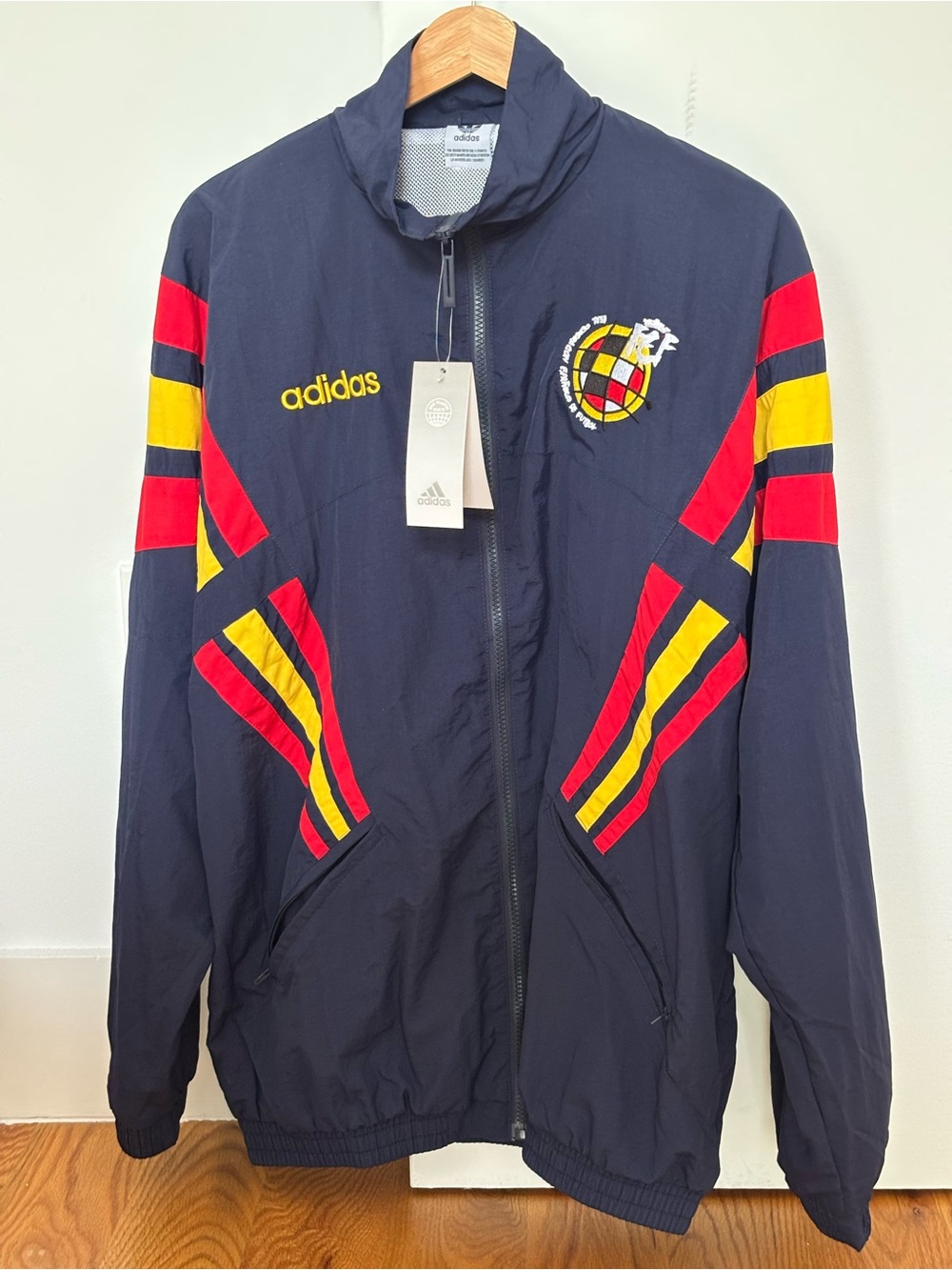Adidas Spain National Team Retro Jacket Size XL Navy Blue Full Zip Soccer